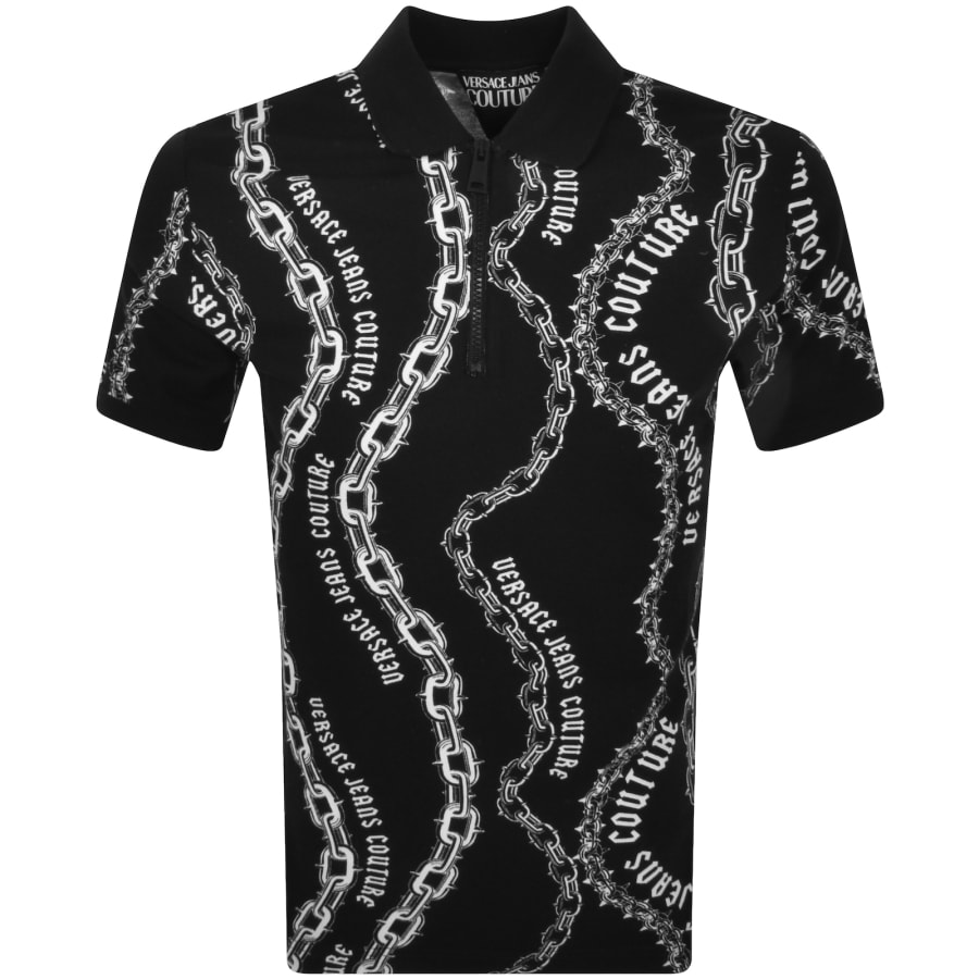 Versace Jeans Couture Chain Polo T Shirt Black Mainline Menswear